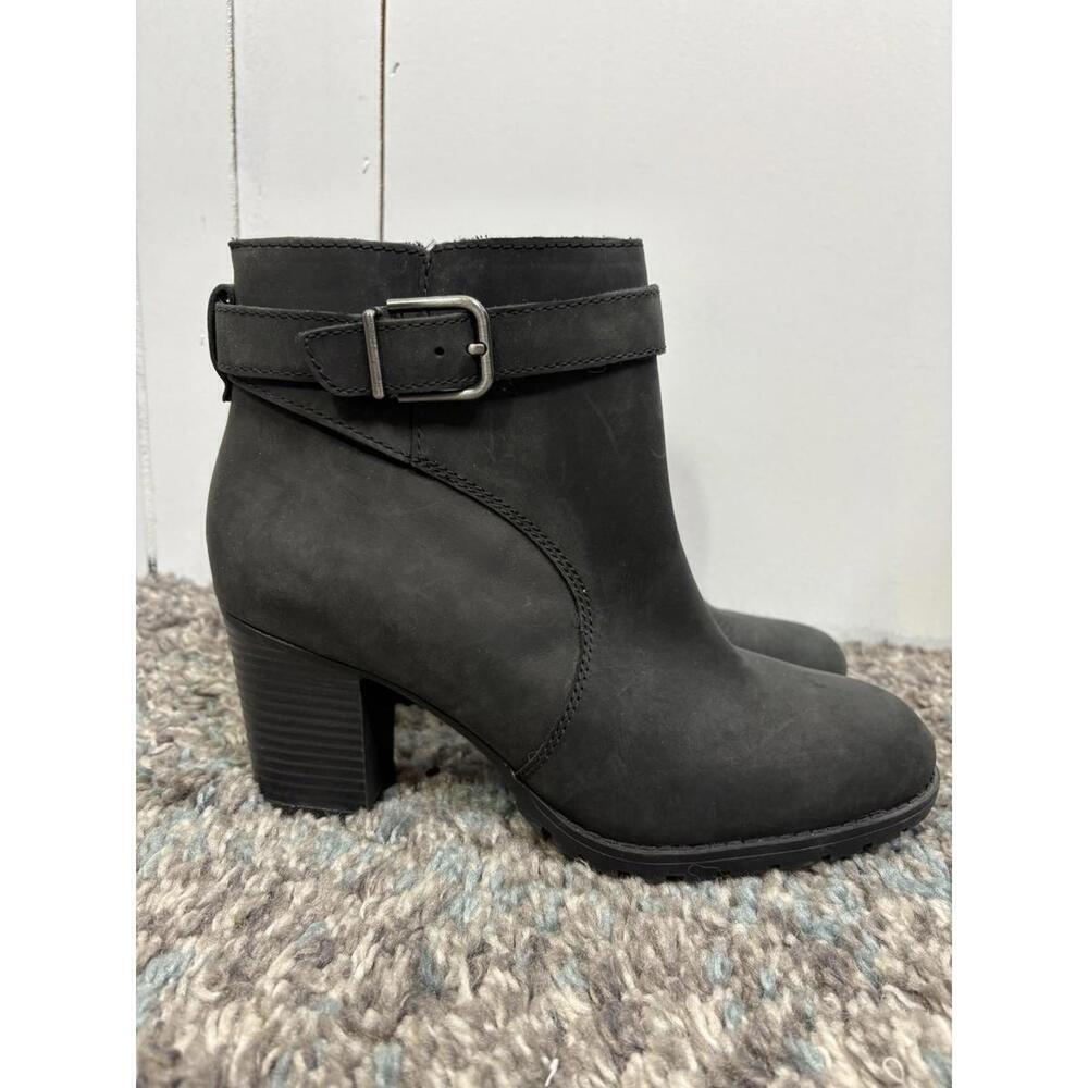 Clarks Shoes Womens 8.5 Verona Lark Heeled Ankle Boots Block Heel Side Zip